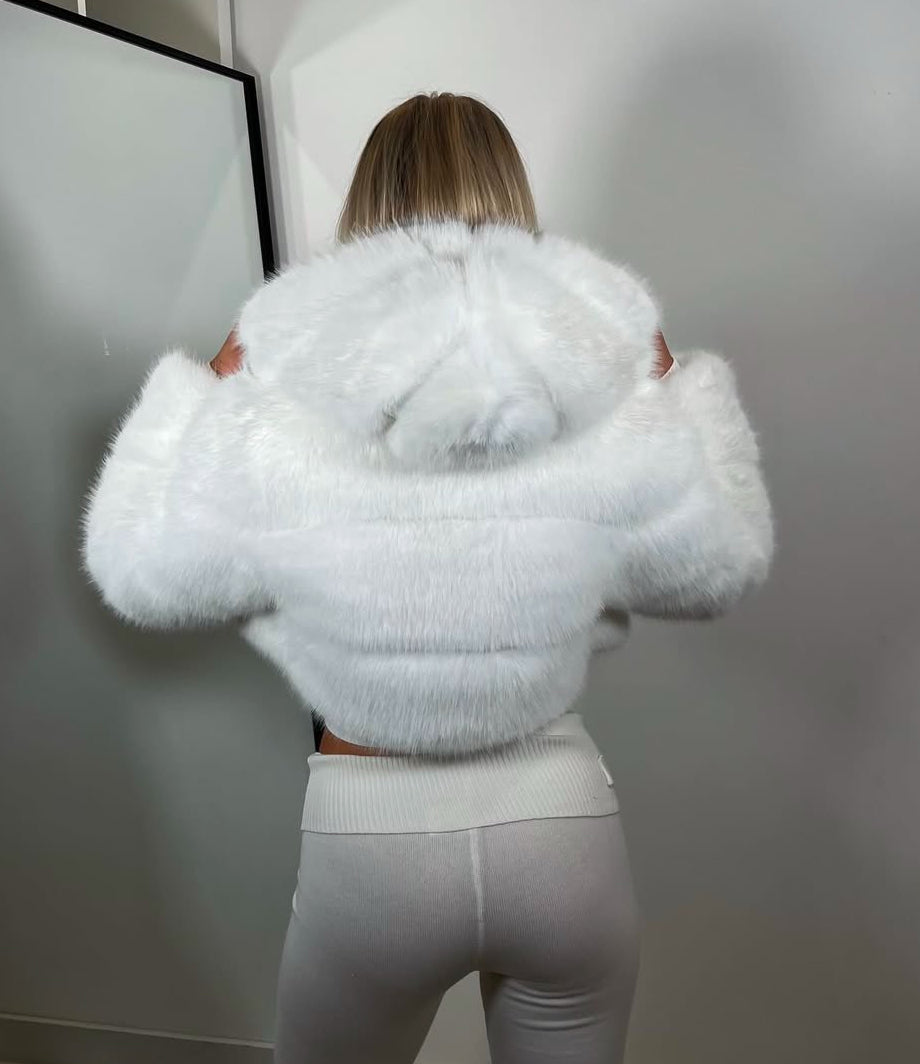 PETRA fehér műszőrme kabát