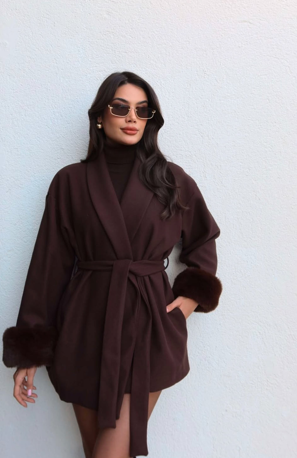 FLORA barna szövetkabát