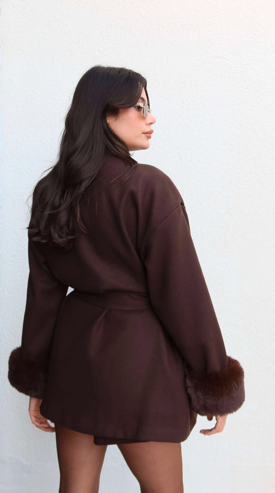 FLORA barna szövetkabát