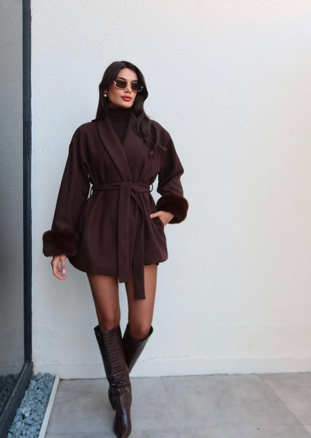 FLORA barna szövetkabát