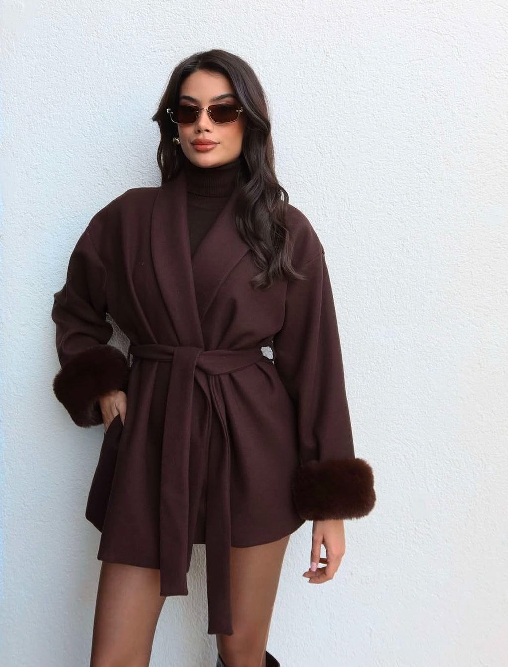 FLORA barna szövetkabát