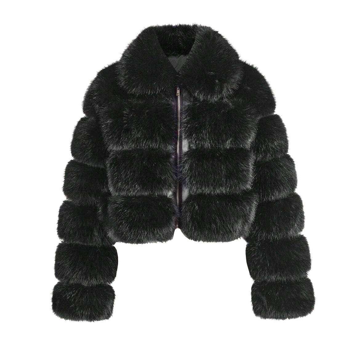 RITA fekete műszőrme kabát