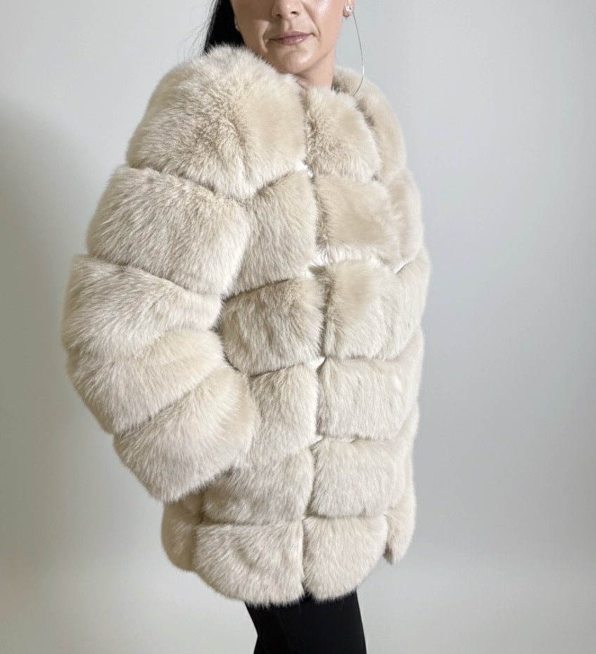 BONNIE bézs műszőrme kabát