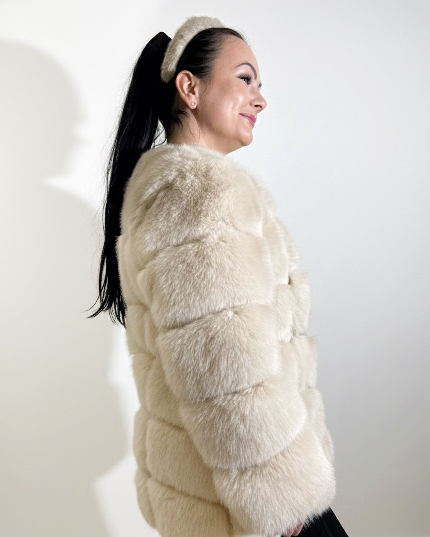 BONNIE bézs műszőrme kabát