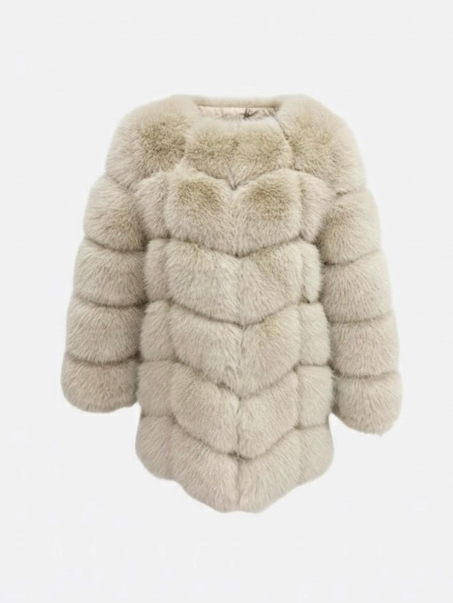 BONNIE bézs műszőrme kabát