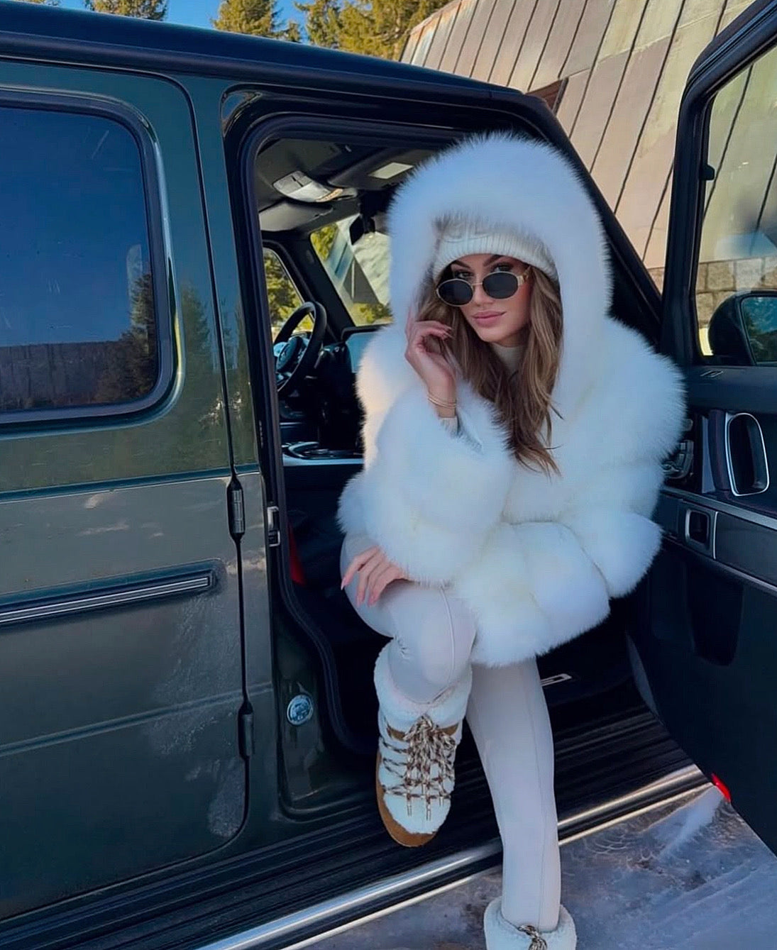 PETRA fehér műszőrme kabát